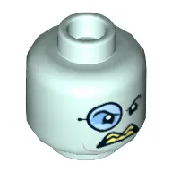 Minifig Head Penguin, Monocle, Gray Outer Eyes and Jaw Lines, Open Mouth with Sharp Light Yellow Teeth Print [Hollow Stud]