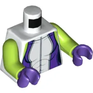 Torso Bodysuit with Dark Purple Side and Zipper Print, Lime Arms, Dark Purple Hands