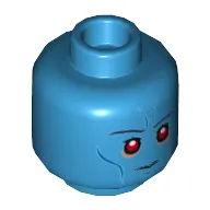 Minifig Head Admiral Thrawn, Red Eyes, Dark Blue Eyebrows, Blue Cheek Lines, with Neutral Closed Mouth / Angry Open Mouth Print