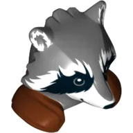 Minifig Head Special, Raccoon with Reddish Brown Shoulder Pads and Smile Print (Rocket)