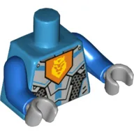 Torso Armour, Orange Pentagon with Yellow Lion Print, Blue Arms, Light Bluish Gray Hands