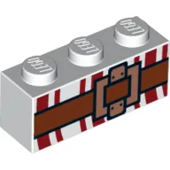 Brick 1 x 3 with Buckle and Dark Red Lines Print