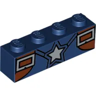 Brick 1 x 4 with Captain America White Star, Brown Harness with 2 Rectangle Buckles Print