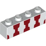 Brick 1 x 4 with 3 Dark Red Stripes Print