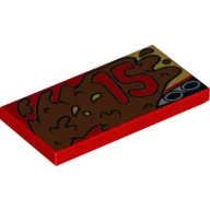 Tile 2 x 4 with '15' on Right side of Mud Print