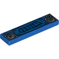 Tile 1 x 4 with Black Grille and Silver Attached Chains Print
