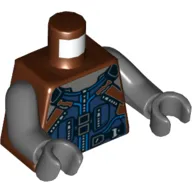 Torso Armor, Dark Blue Chestplate with Zipper and Pockets, Black Belt, Silver Buckles Print, Dark Bluish Gray Arms and Hands