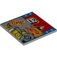 Tile 6 x 6 with Bottom Tubes with Bus Half and 'TIME' Print