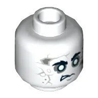 Minifig Head Officer Santos, Gray Cracks and Spots, Bushy Eyebrows, White Eyes, Crooked Frown Print [Hollow Stud]