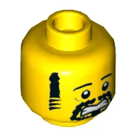 Minifig Head Shen-Li / Torben, Eyebrows, Sideburns, Goatee, Scared Print [Hollow Stud]