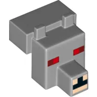 Animal Body Part, Head Blocky with Pixelated Face with Red Eyes Print (Wolf)