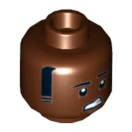 Minifig Head GCPD Officer, Eyebrows, Sideburns, Worried Print [Hollow Stud]