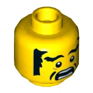 Minifig Head Ray / Takuma, Eyebrows, Sideburns and Cheek Lines, Open Mouth Scared Print [Hollow Stud]