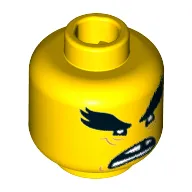 Minifig Head Shark Army, Bushy Eyebrows, Reddish Brown Wrinkles, Scowling Open Mouth with Missing Tooth Print [Hollow Stud]