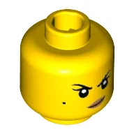 Minifig Head Nya, Eyebrows, Beauty Mark, Dark Tan Lips and Crooked Smirk Print [Hollow Stud]