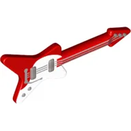 Musical Instrument Guitar Electric 'ML' Type with Curved White Pick Guard and Silver Strings and Knobst
