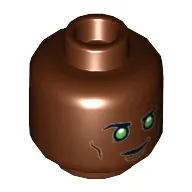 Minifig Head Green Lantern (John Stewart), Green Eyes, Eyebrows, Green Eyes, Smirk / Angry Print