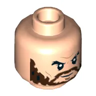 Minifig Head Aquaman, Dual Sided, Eyebrows, Reddish Brown Beard, Neutral / Angry with White Eyes Print [Hollow Stud]