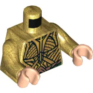 Torso Armor Elaborate with Metallic Gold Plates and Dark Green Belt Print, Pearl Gold Arms, Light Nougat Hands