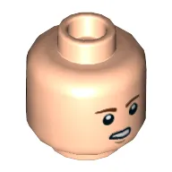 Minifig Head Resistance Bomber Pilot, Reddish Brown Eyebrows, Chin Dimple, Open Mouth / Pilot Breathing Mask Print