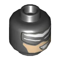 Minifig Head Batman, Balaclava, Sunglasses, Nougat Face, and Teeth Grin Print [Hollow Stud]