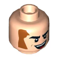 Minifig Head Captain Boomerang, Brown Sideburns, Eyebrows, Smile with Red Tongue Print [Hollow Stud]