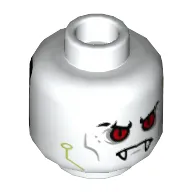 Minifig Head Tech Infection Army, Dual Sided, Red Eyes, Lime Circuitry, Fangs, Cybernetic Implants on Back Print [Hollow Stud]