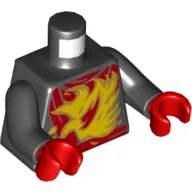 Torso Robe with Red Sash and Fire Print (Kai), Black Arms, Red Hands