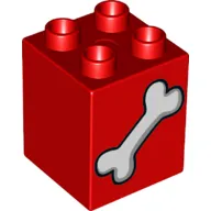 Duplo Brick 2 x 2 x 2 with Dog Bone Print