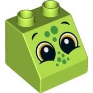 Duplo Brick 2 x 2 Slope 45° with Crocodile Face print
