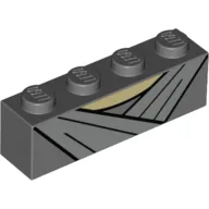 Brick 1 x 4 with Light Bluish Gray Stripes and Thick Black Outlines Print (Rey)