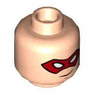 Minifig Head Robin, Red Eyemask, Smile with Teeth / Smirk Print