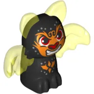 Creature, Shadow Bat Elves, Black Body, Trans-Neon Yellow Wings and Ears with Red Eyes and Nose, Orange Markings Pattern (Furi)