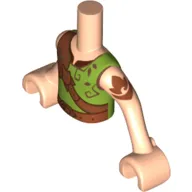 Minidoll Torso Boy with Light Nougat Arms and Hands with Lime Shirt with Copper Leaf on Armor Print