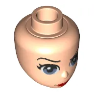 Minidoll Head with Dark Blue Eyes, Red Lips, Thin Curved Eyebrows Print