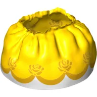 Duplo Skirt Satin with Yellow Layered Top Skirt and Orange Roses Print