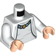 Torso Jacket with Creased Undershirt and Necklace Print, White Arms, Light Nougat Hands