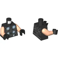 Torso Armor, 6 Silver Circles Print (Thor), Light Nougat Arms, Black Hands