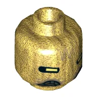 Minifig Head Quay Tolsite, Dark Tan Triangles on Forehead, White Rectangular Eyes Print [Hollow Stud]