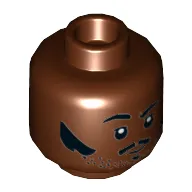 Minifig Head Lando Calrissian, Dual Sided, Eyebrows, Muttonchops, Thin Moustache, Stubble, Raised Eyebrow / Surprised Expression Print [Hollow Stud]