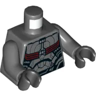 Torso Armor, Red Band with Black Detailing Print (Falcon), Dark Bluish Gray Arms, Black Hands