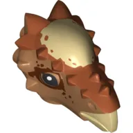 Animal Body Part, Dinosaur, Stygimoloch Head with Dark Orange and Reddish Brown Pattern Print