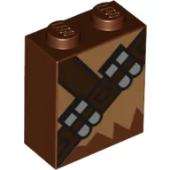 Brick 1 x 2 x 2 with Inside Stud Holder with Chewbacca Cross Bow Ammo Belt print