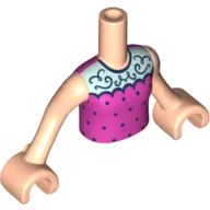 Minidoll Torso Girl with Dark Pink Shirt, Blue Dots, Aqua Top, Blue Swirls