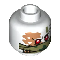 Minifig Head Dragon Hunter / Talon / Arkade / Muzzle, Red Eyes, Mouth Mask, Scars Print [Hollow Stud]