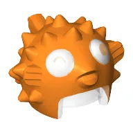Helmet Puffer Fish with Spikes and Fins, Trans Clear Visor, White Eyes pattern