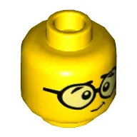 Minifig Head, Round Glasses / Sad Face Print