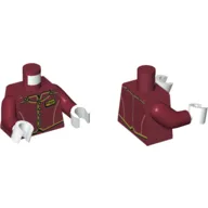 Torso Jacket with Gold Trim, Name Tag Print (Bell Boy), Dark Red Arms, White Hands