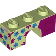 Brick Arch 1 x 3 with Dark Azure Flowers, Magenta Spikes and Back Pockets Print