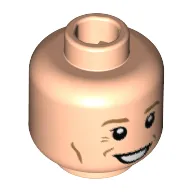 Minifig Head Newt Scamander, Medium Nougat Eyebrows and Countour Lines, Wide Grin Print [Hollow Stud]